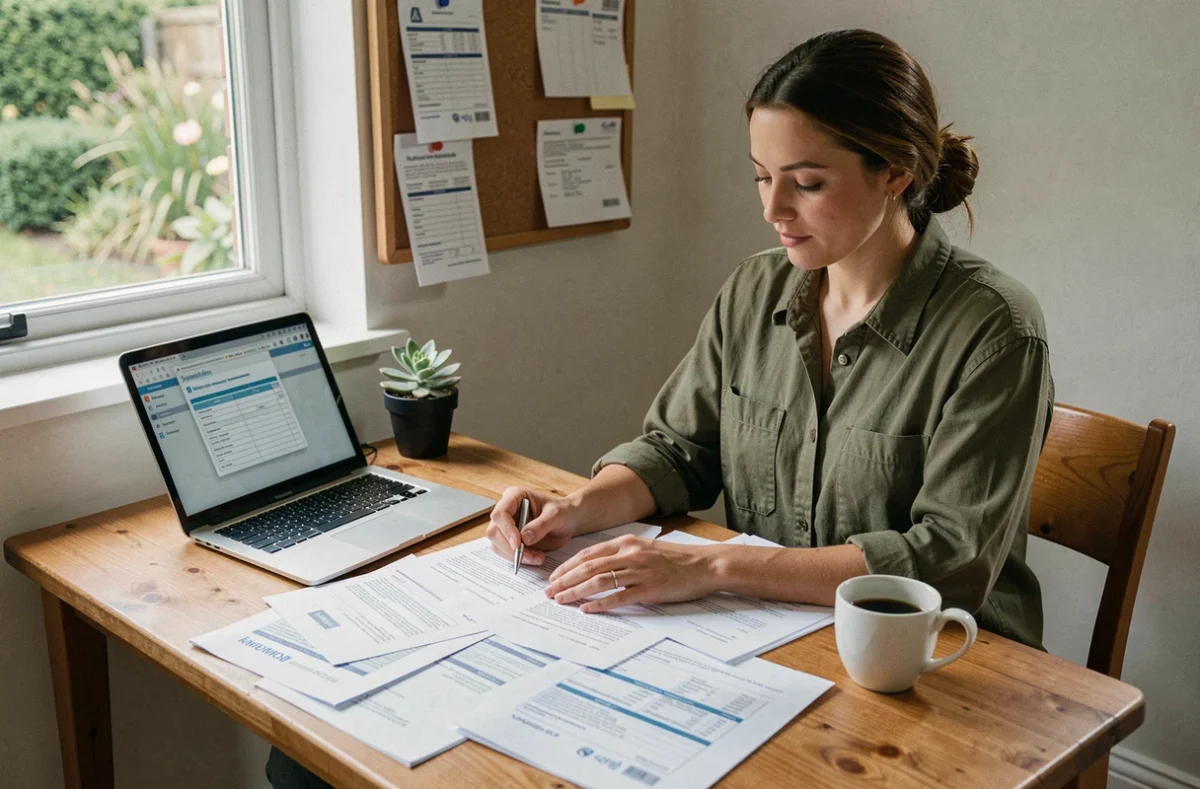 Femme auto-entrepreneuse en élagage remplissant les formalités d'immatriculation de sa micro-entreprise à domicile