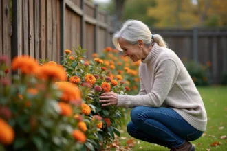 Arbustes en fleurs aux couleurs vives en automne