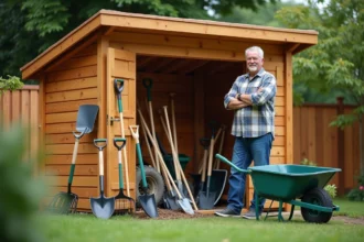 Abri de jardin en bois pour protéger le matériel extérieur