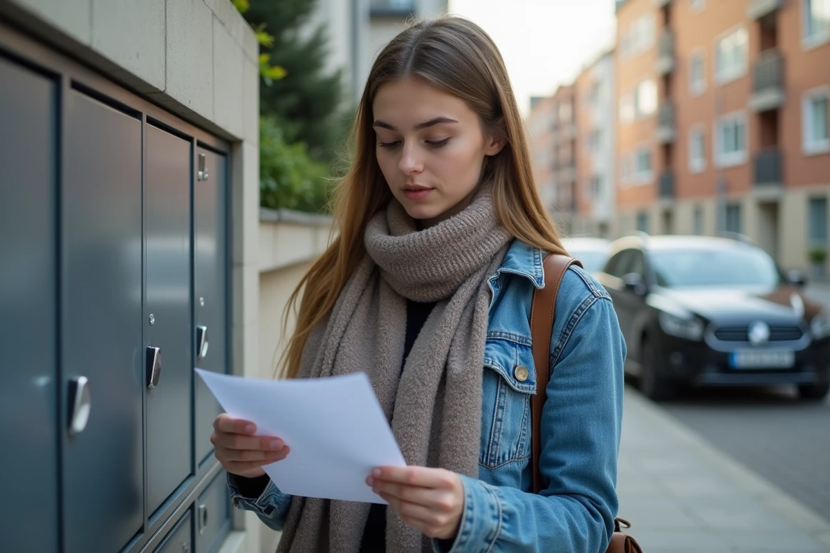 Jeune femme lisant un document près d