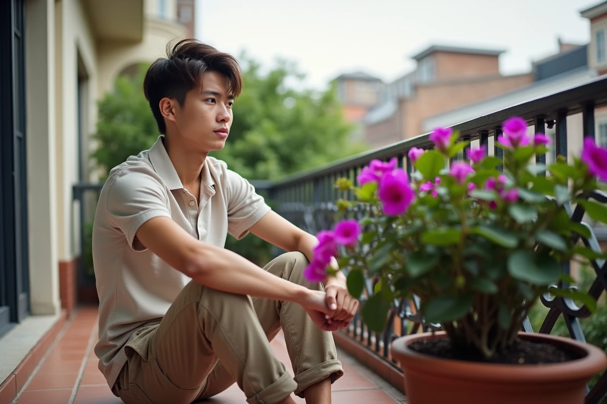 Jeune homme assis près d